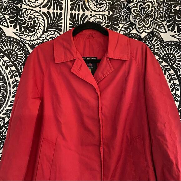 VTG Samuel Martin, Ltd. The Flag Line Nino Lightweight Cranberry Red Raincoat - Picture 7 of 10